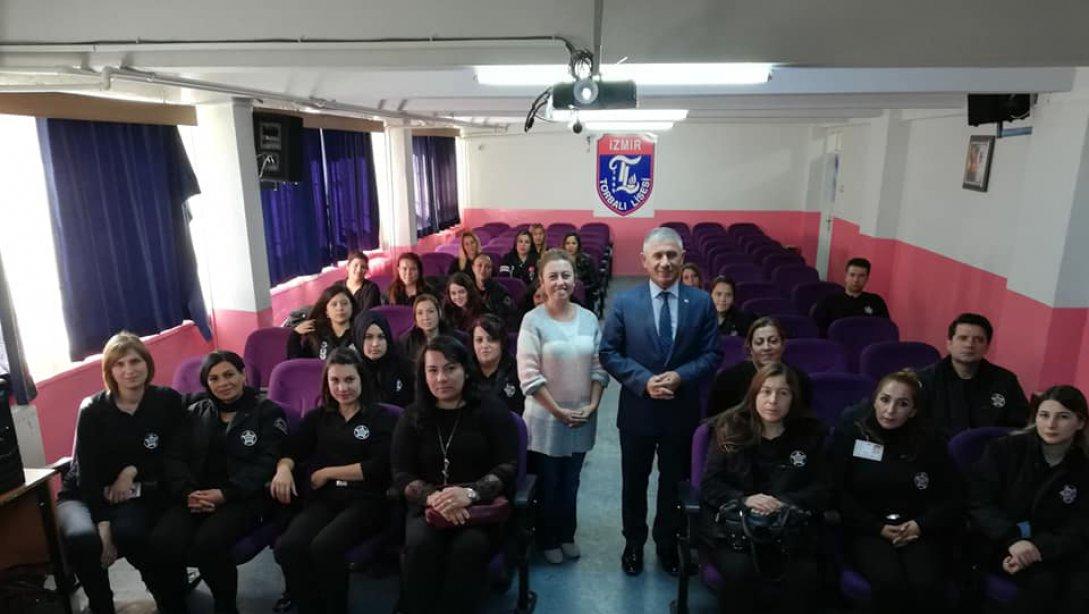 Torbalı İlçe Milli Eğitim Müdürü Cafer TOSUN  okullar çalışan güvenlik görevlilerinin katıldığı İSG (İş sağlığı ve güvenliği) kursuna katıldı.